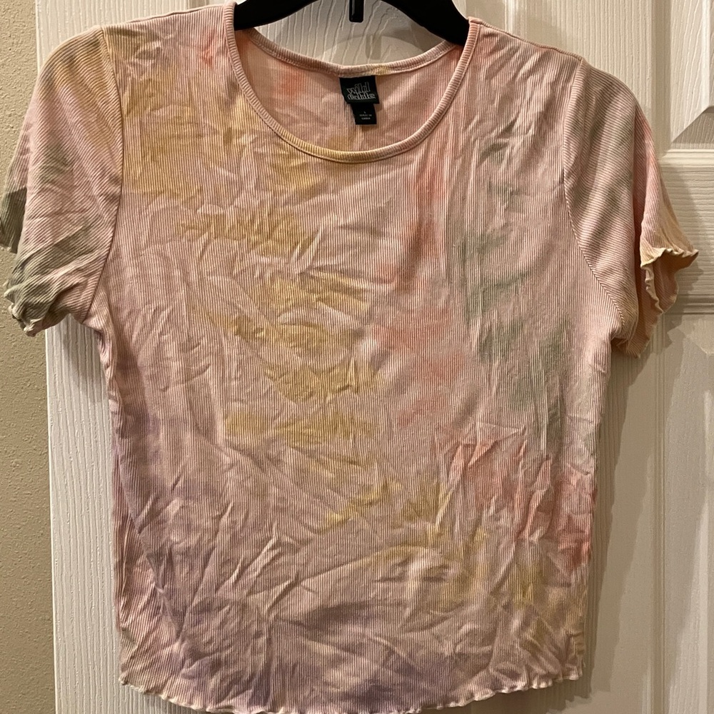 wild fable Pastel Tie-Dye Ribbed Short Sleeve Tee - Pink Multi